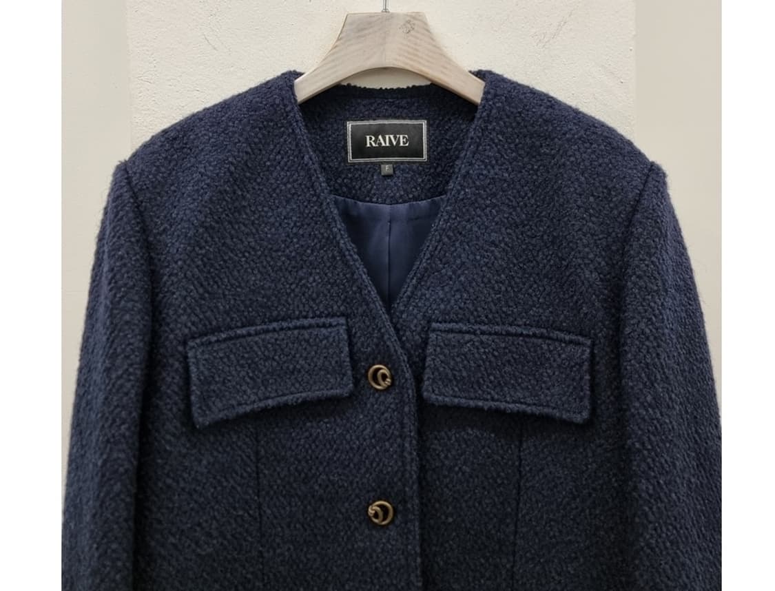 Button Tweed Jacket in Navy 상품이미지4