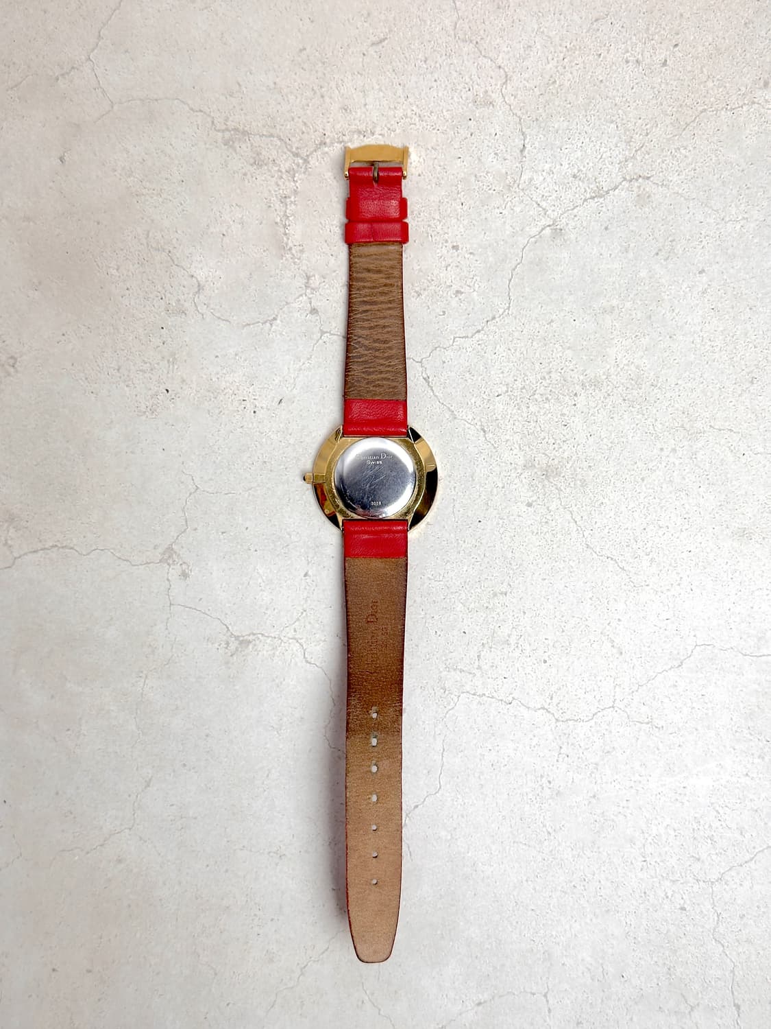 남녀공용 크리스찬 디올 빈티지 레드 레더 워치 33mm 상품이미지4