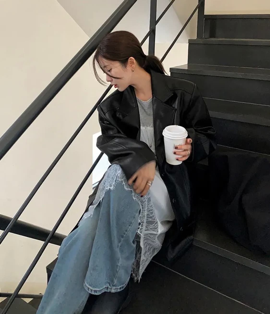 오버핏 레더자켓 상품이미지8