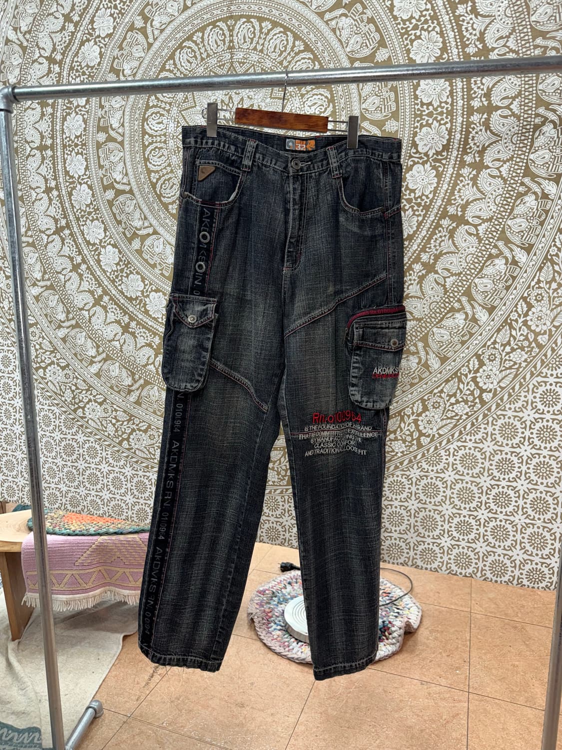 아카데믹스 워싱 신치백 흑청 카고팬츠 상품이미지3