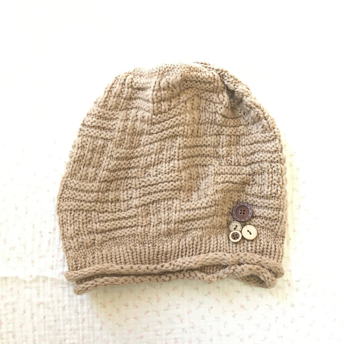 JPN/ 모리걸브라운비니 모리룩우드단추비니 핸드메이드비니 상품이미지4