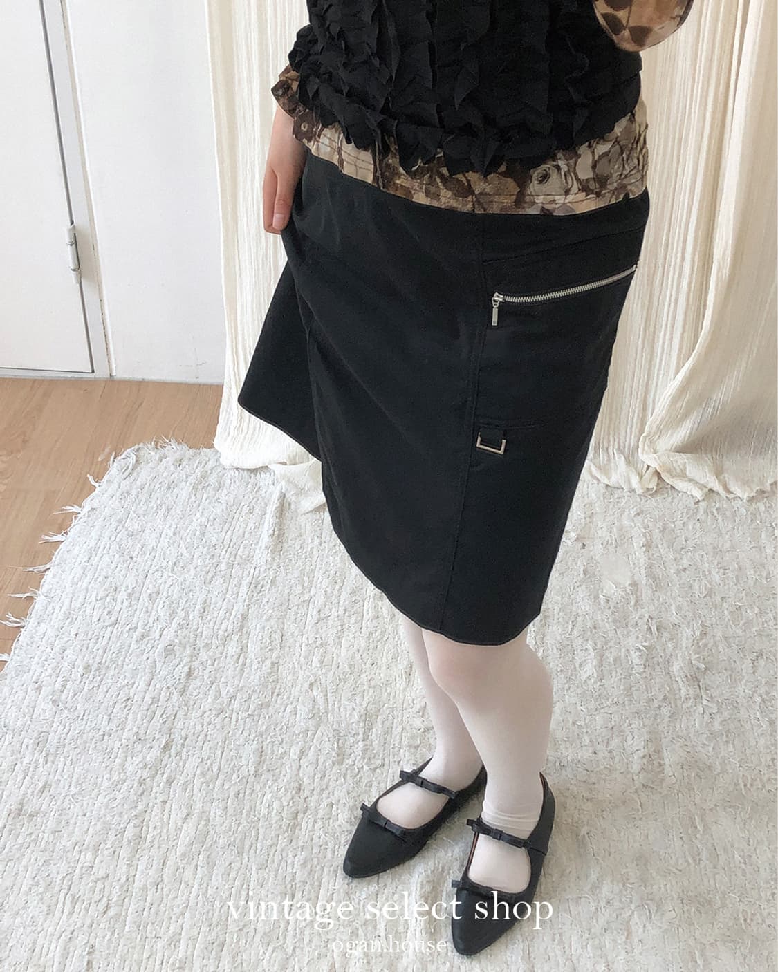 vintage zip detail midi skirt 상품이미지2
