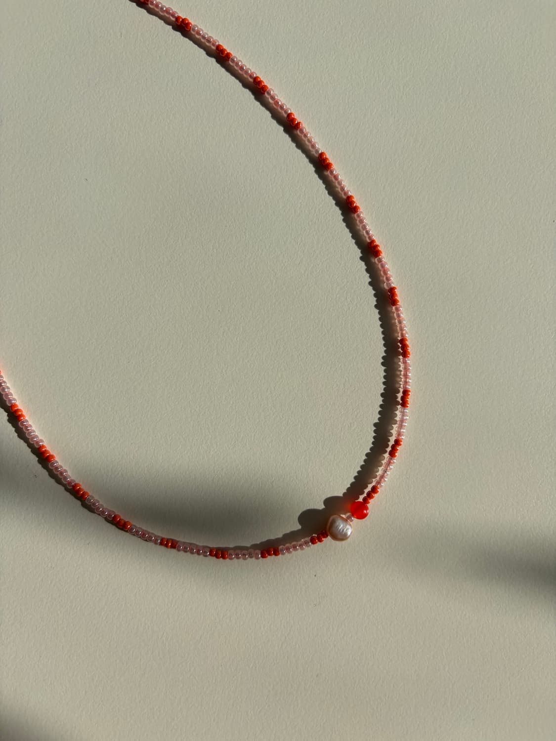 진주 주황비즈 목걸이 상품이미지3