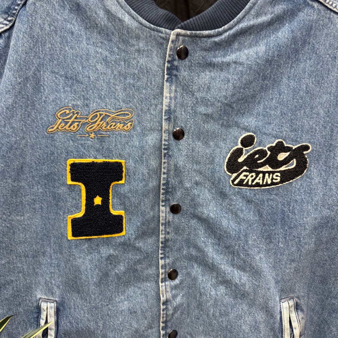 USA VINTAGE 데님 바시티 자켓 전후면 패치 포인트 연청 상품이미지5