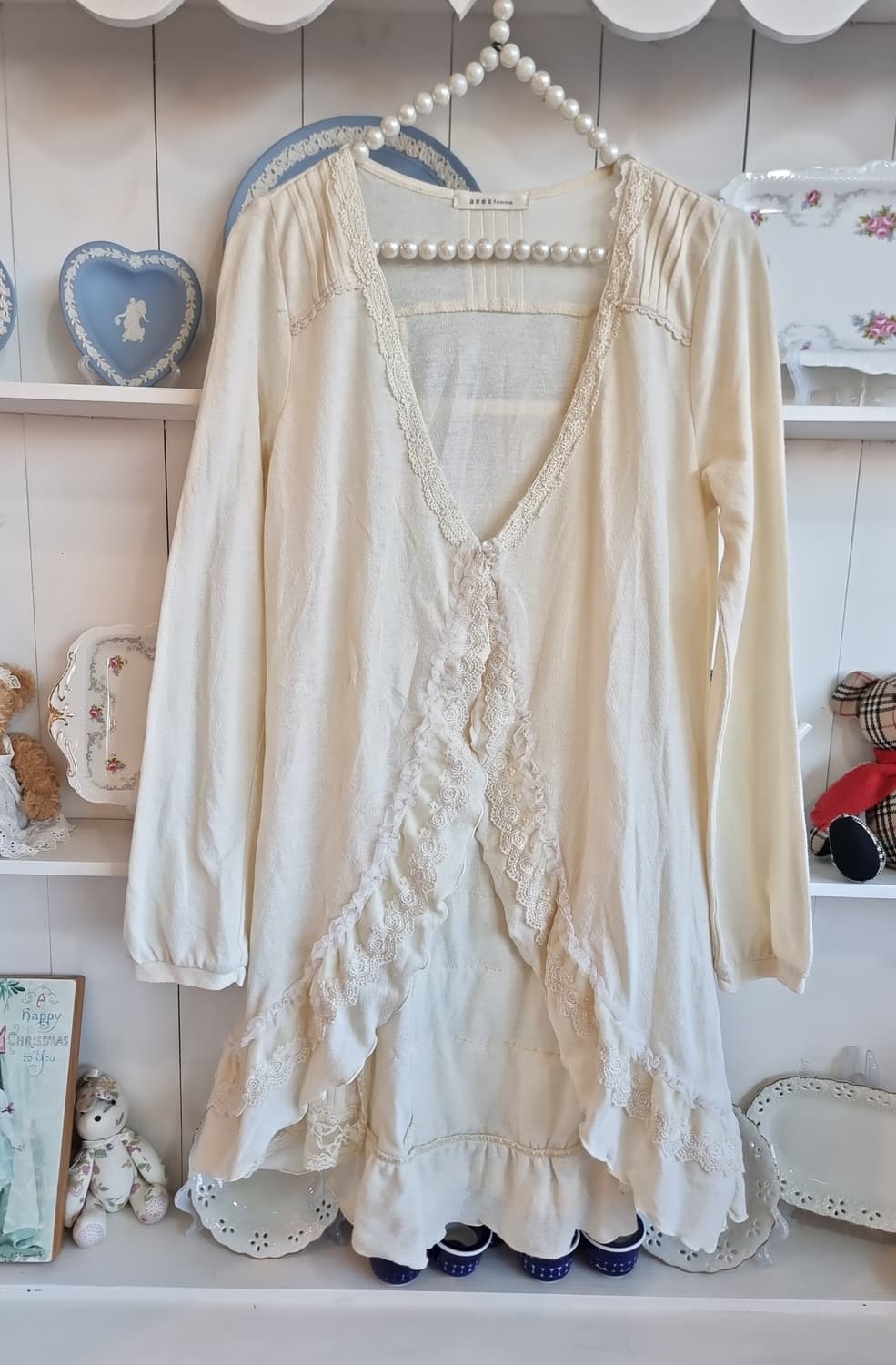 axes femme 레이스 롱 가디건 아이보리 상품이미지1