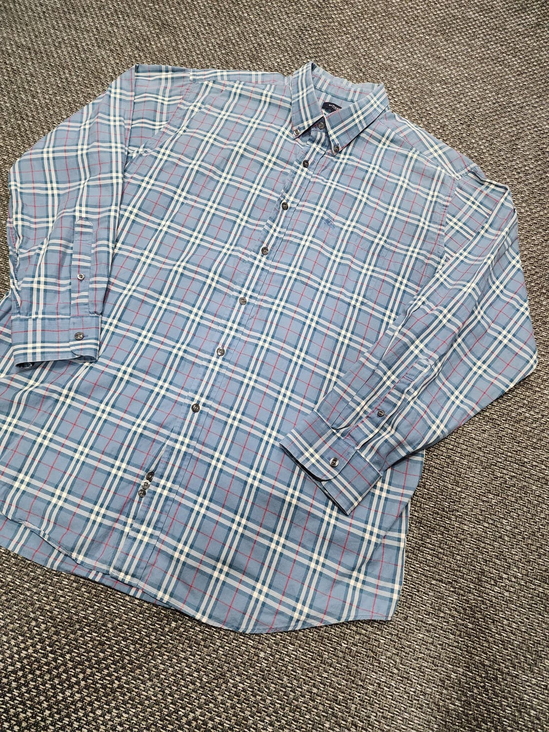 버버리 블루 노바체크 로고 남방 셔츠  XL사이즈 상품이미지2