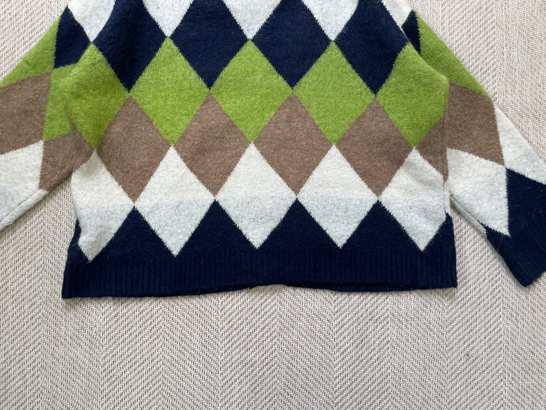 빈티지 멀티컬러 아가일 니트 가디건 상품이미지5