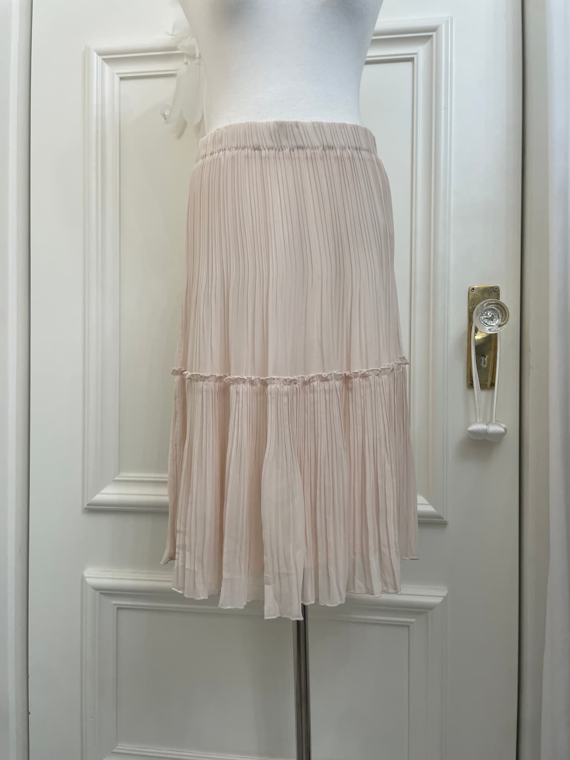 sheer salmon pleats banding skirt 상품이미지5