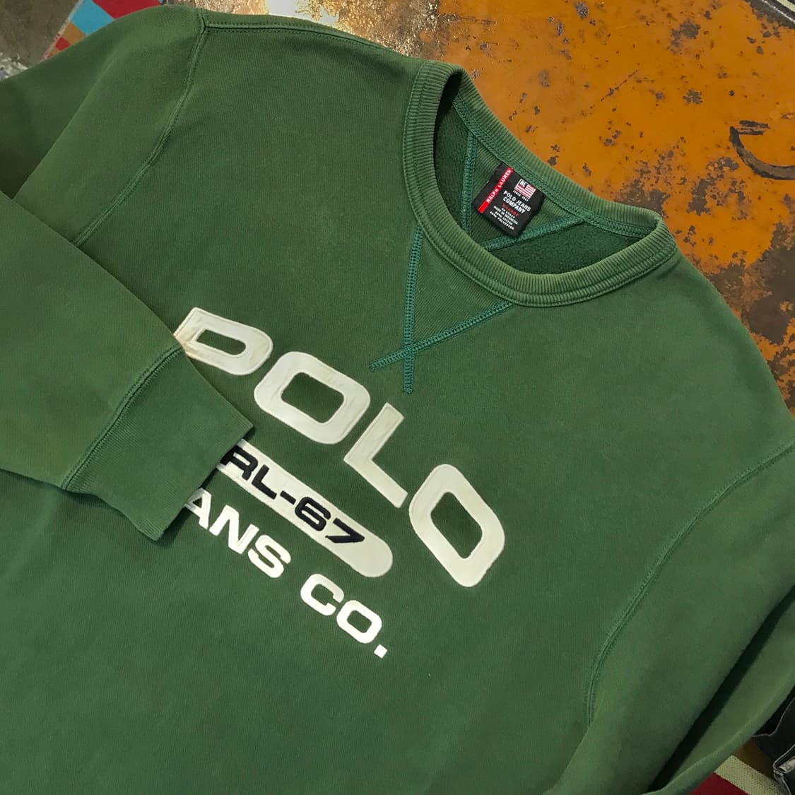 폴로 진 에이징 그린 기모 스웨트셔츠 맨투맨 남성 115 빅사이즈  상품이미지3
