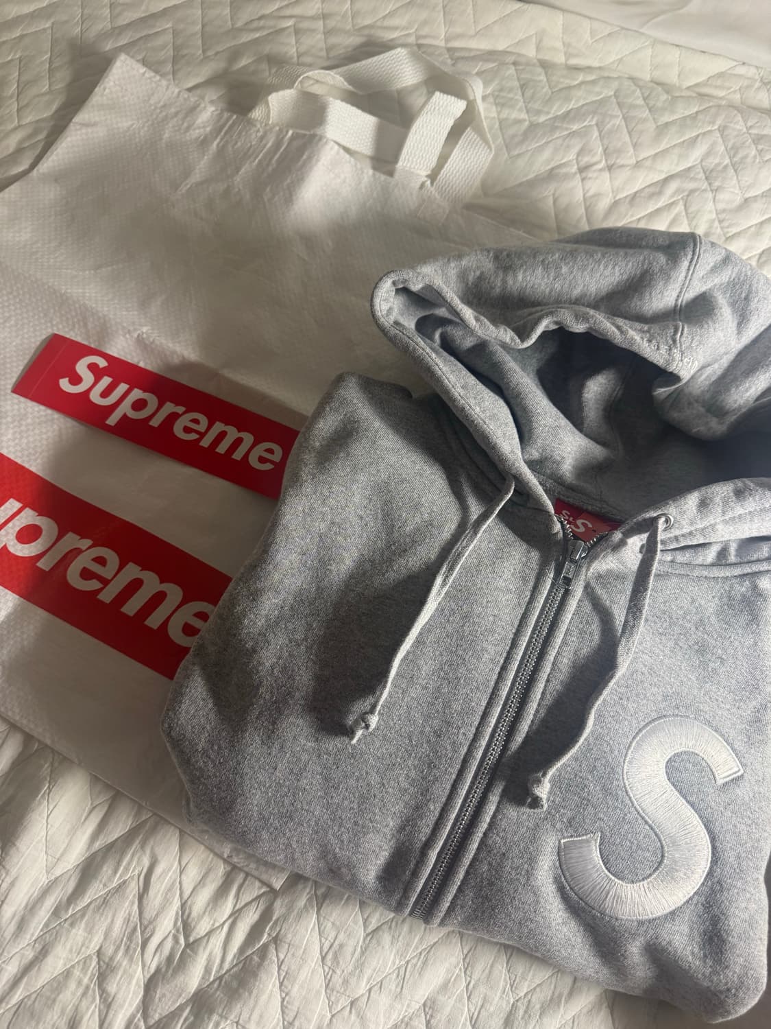 (새상품) 슈프림 S로고 후드집업 헤더 그레이 25fw 상품이미지2