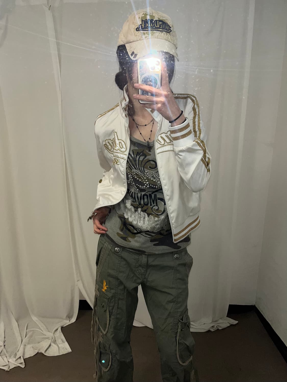 00‘s 골드레터링 화이트 나일론 집업 상품이미지1