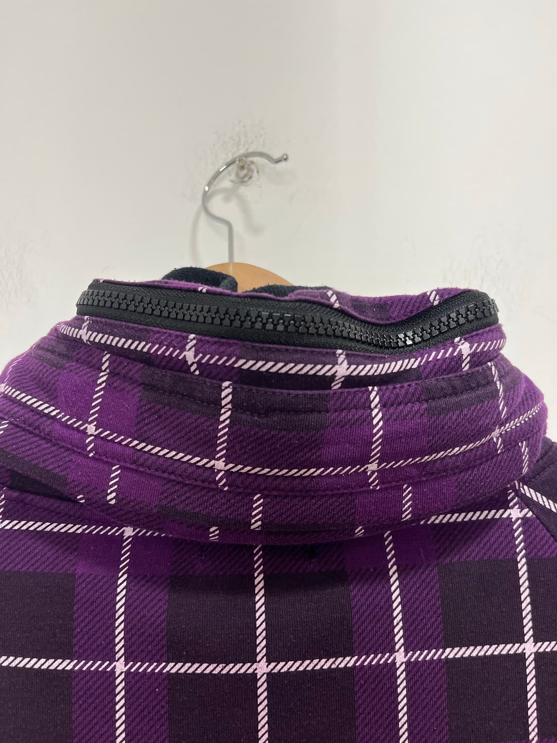 일본 빈티지 락펑크 퍼플 체크 후드 집업 상품이미지8