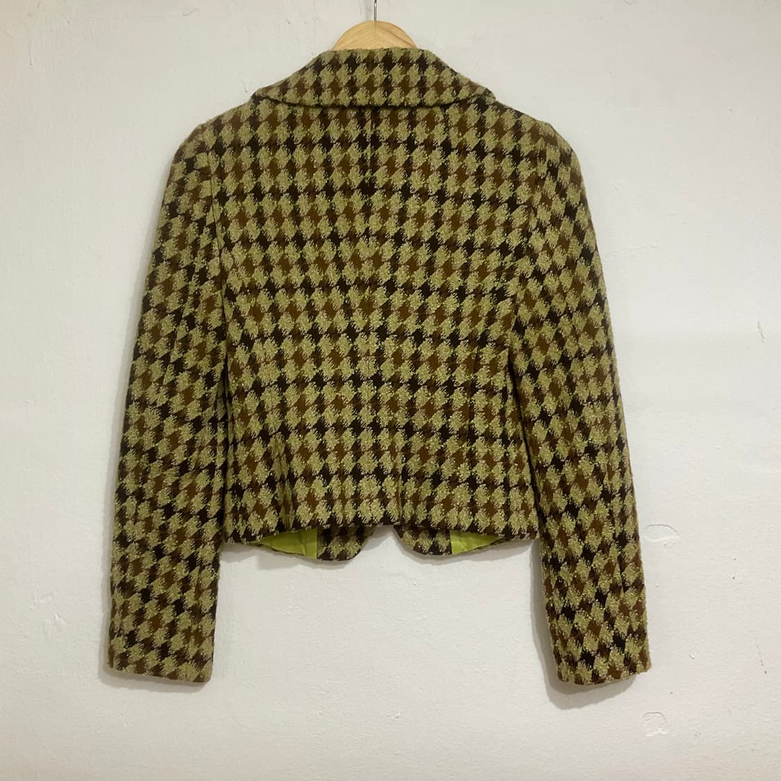 베네통 모스그린 아가일 체크 자켓 상품이미지2