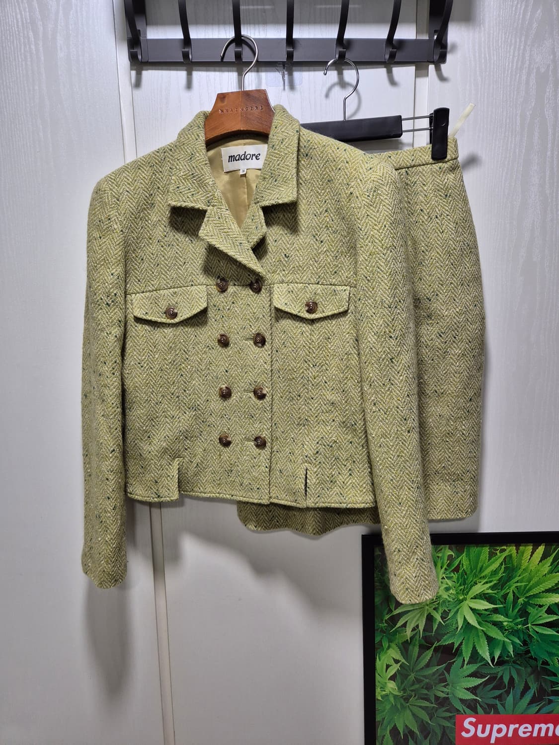 (세일)JPN빈티지.madore 트위드 셋트 올리브 상품이미지1