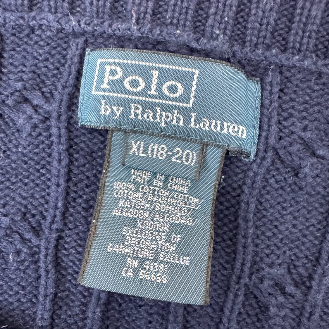 90 폴로 랄프로렌 케이블 네이비 라운드 니트  상품이미지4