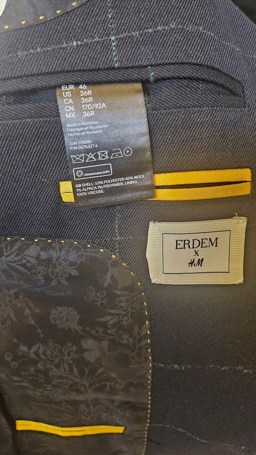 ERDEM X H&M 체크 블레이저 (EUR 46)새상품 상품이미지4