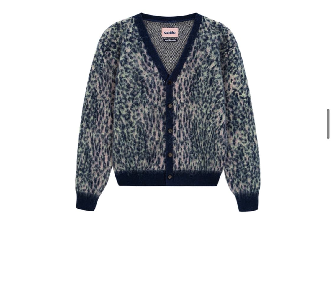 애즈이프캘리 LEOPARD KNIT CARDIGAN NAVY 상품이미지1