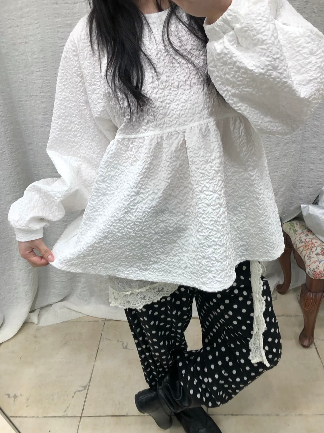 back ribbon tie blouse 상품이미지1
