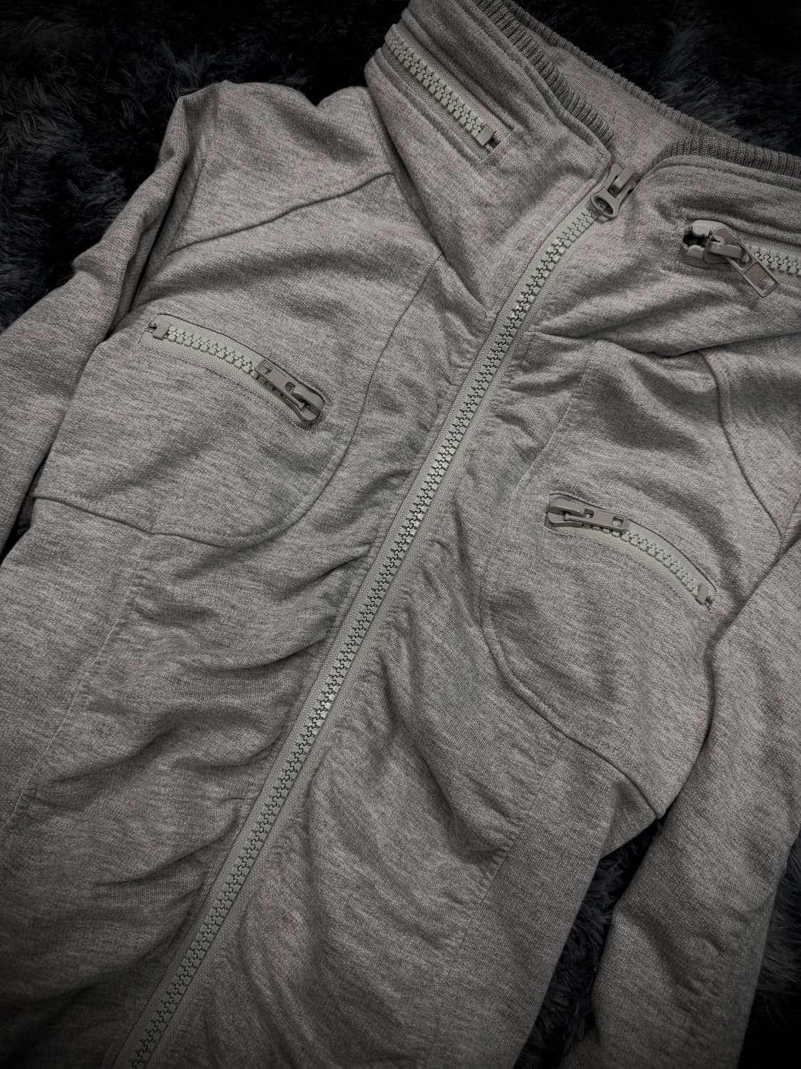 H.C.M II 셔링 히든후디 그레이 집업 상품이미지4