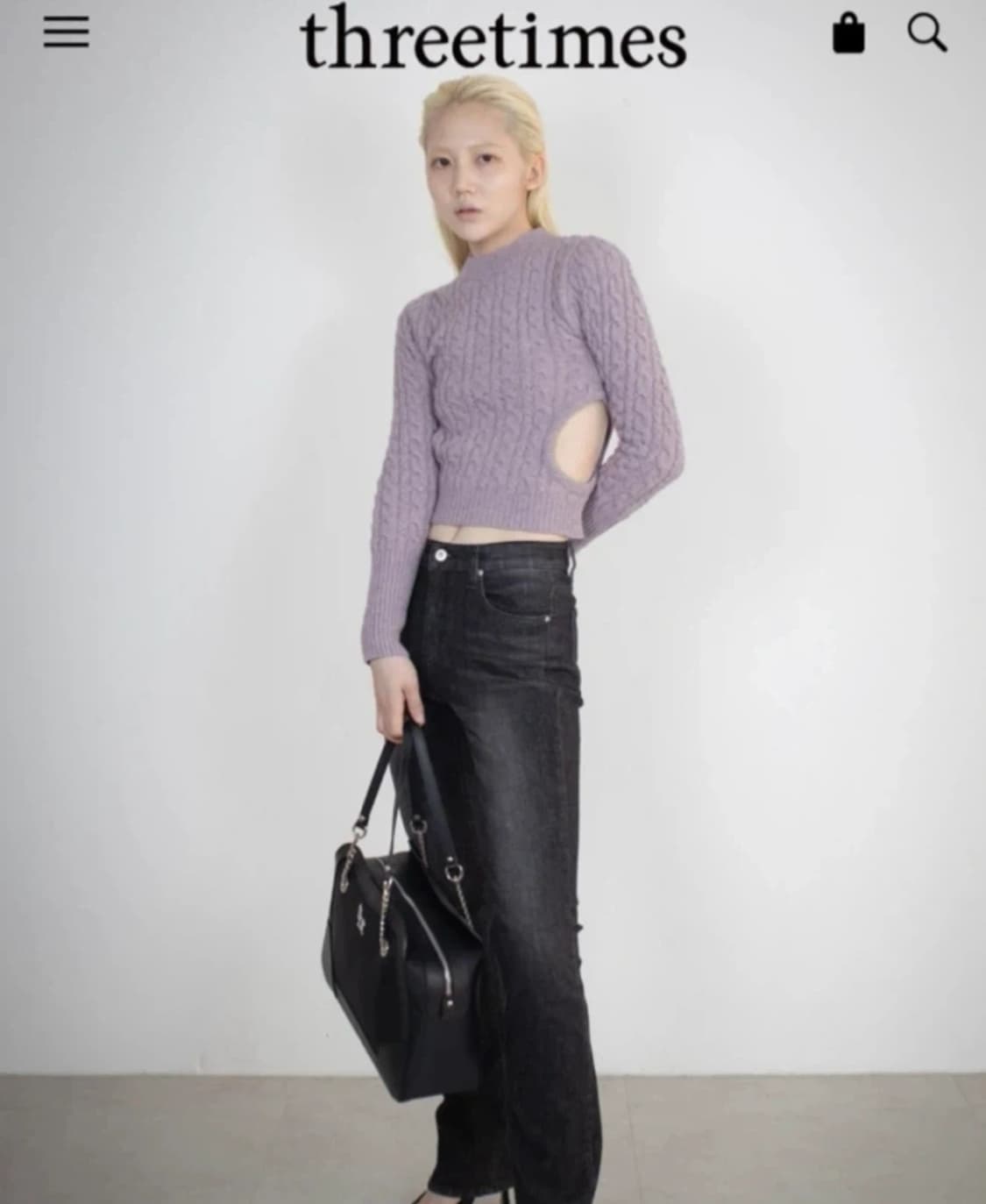 쓰리타임즈 hole knit lavender 라벤더 홀 니트 상품이미지1