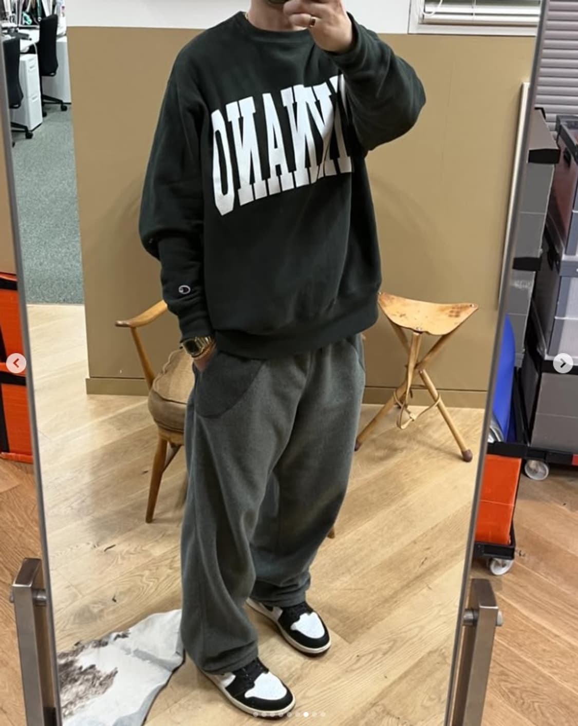 빔즈 x 민나노 x 챔피온 24aw 스웻셔츠 그레이 XL 상품이미지9