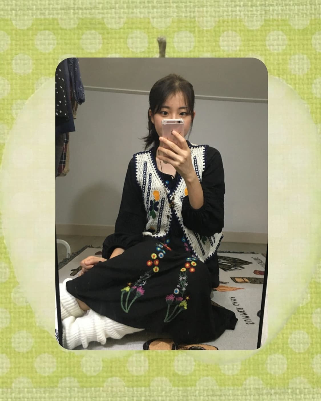 자수 히피모리 테슬원피스🍀 패턴 베스트 조끼 코디셋 * 아오이 유우 상품이미지5