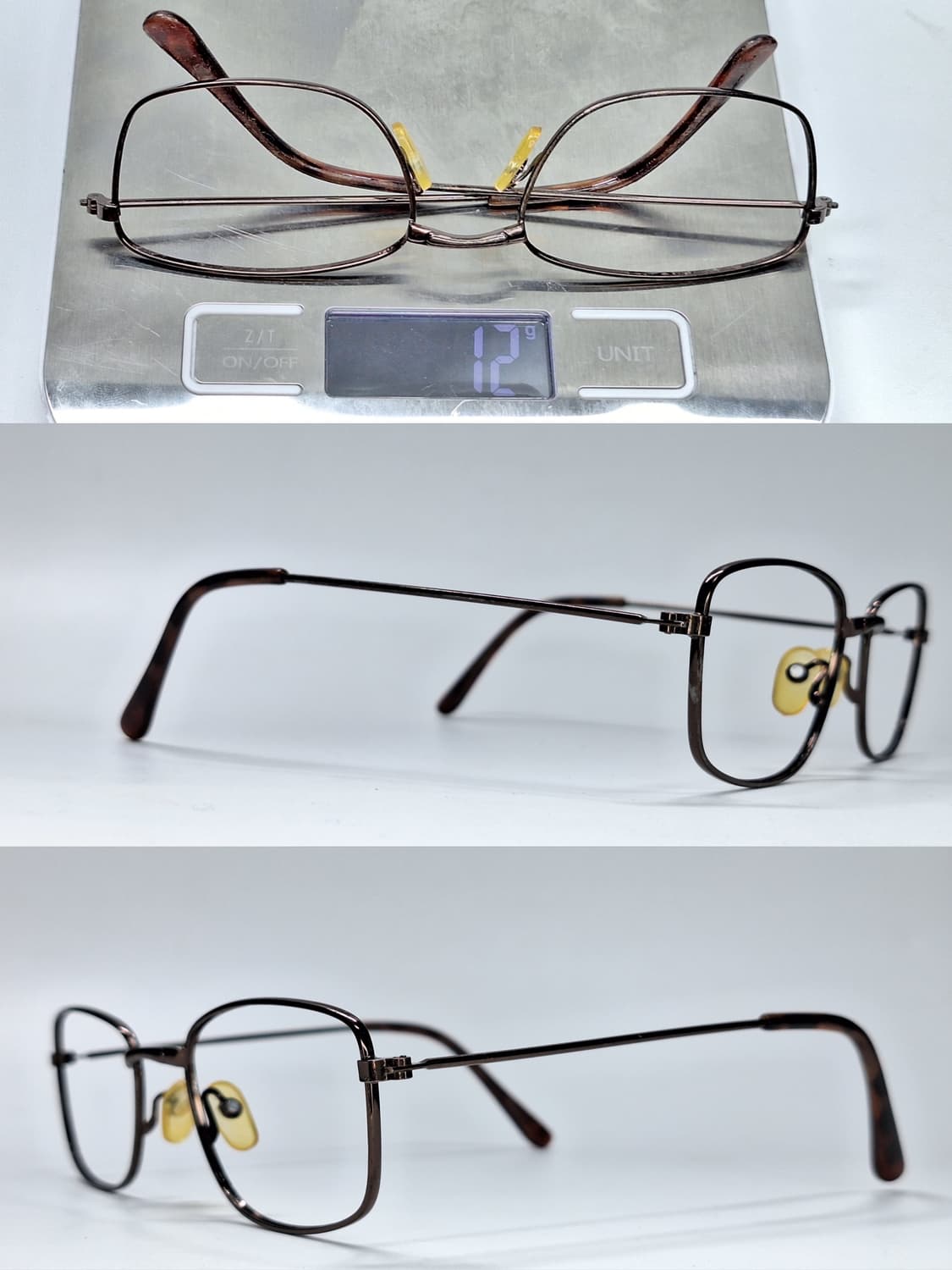 80s 일본 빈티지 슬림 스퀘어 다크브라운 메탈 안경테 135mm 클래식 상품이미지10