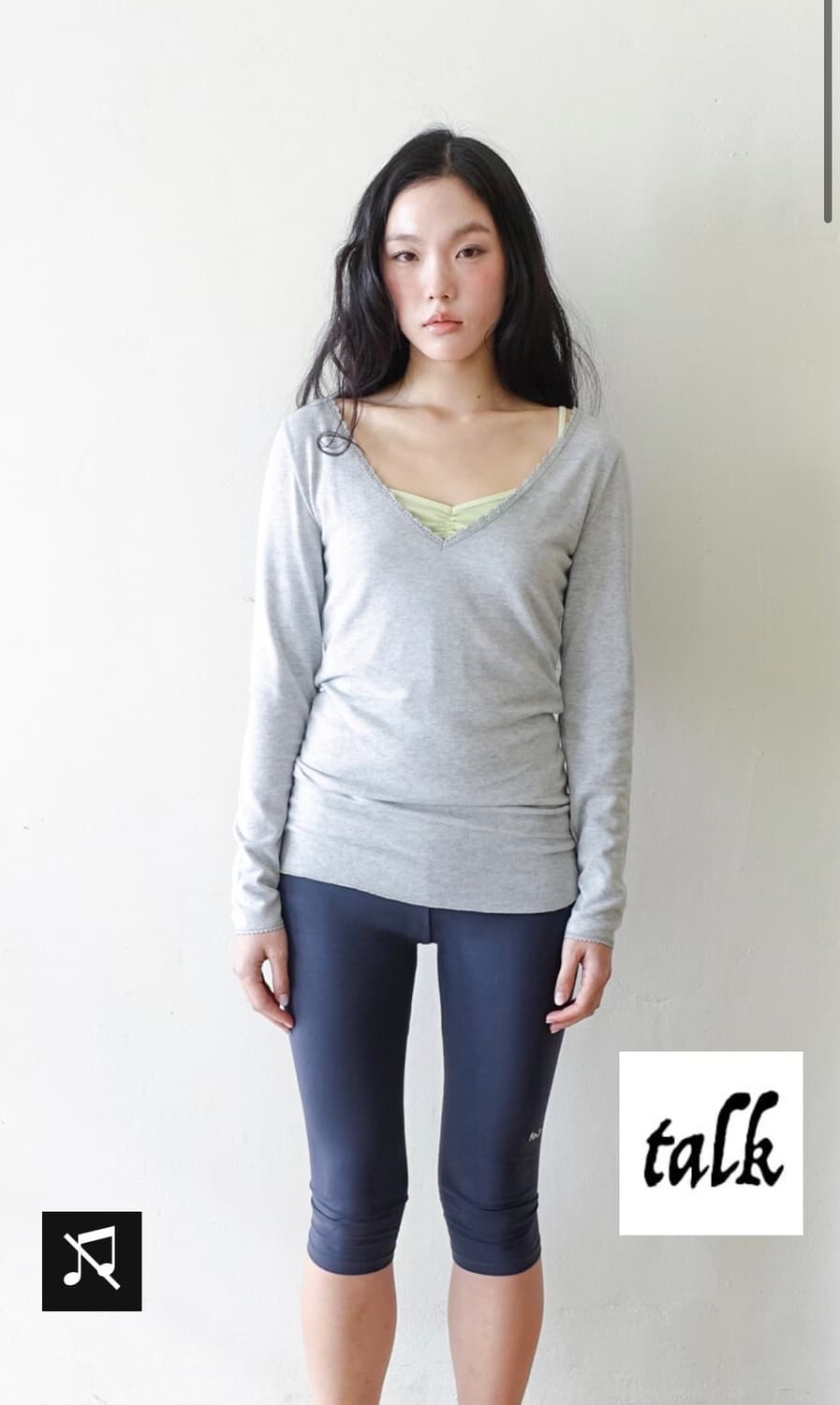 샵페어리 아이리스 롱 탑 멜란지 그레이 상품이미지1