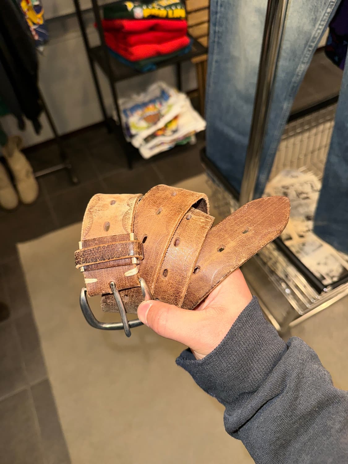 Real leather ethic pattern detail belt 상품이미지3