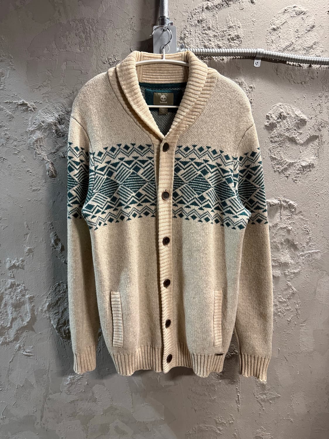 팀버랜드 TIMBERLAND 노르딕 패턴 숄카라 가디건 아이보리 L 상품이미지1
