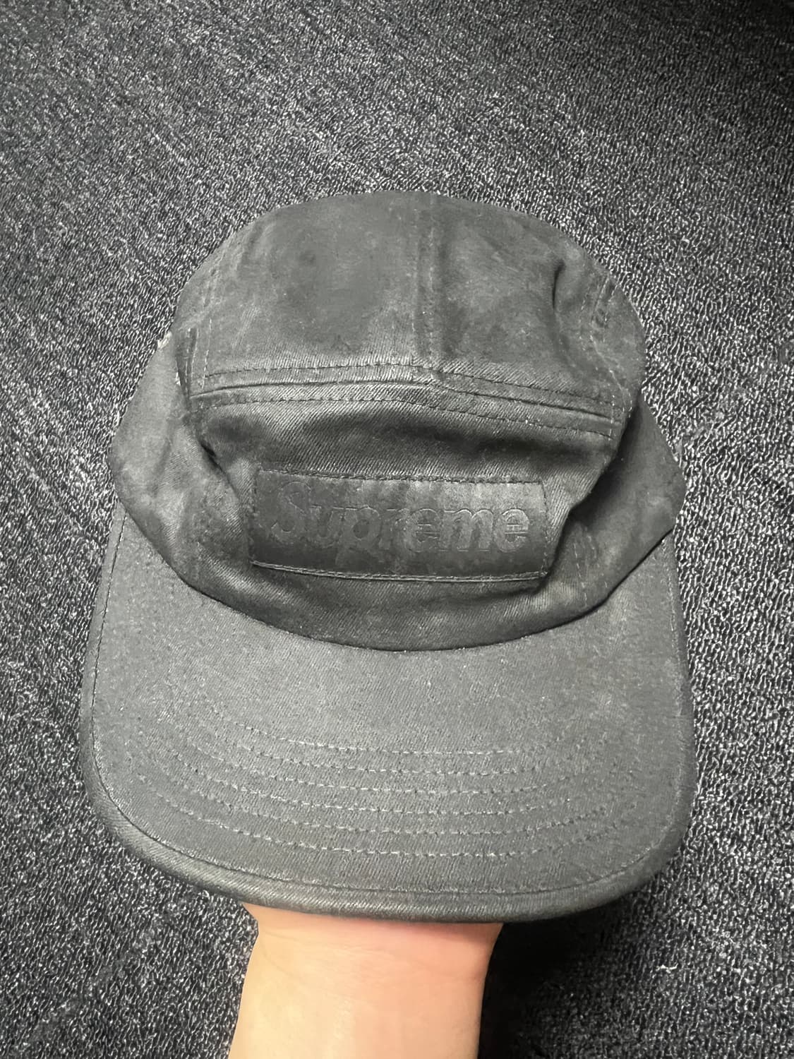 슈프림 x MM6 메종 마르지엘라 페인티드 캠프캡 블랙 - 24SS 상품이미지1