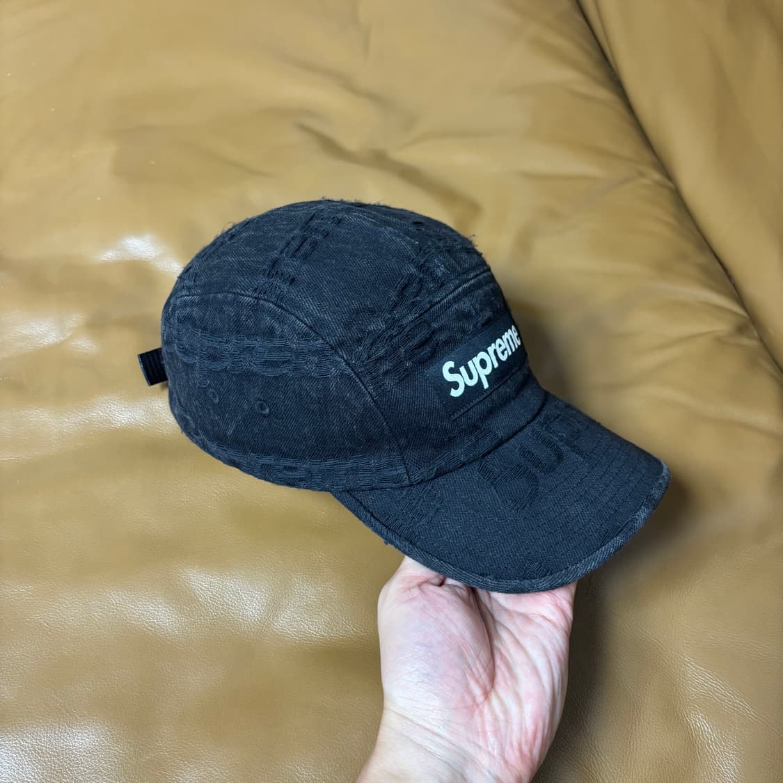 Supreme 슈프림 프레이드 워시드 데님 블랙 캠프캡 모자 상품이미지3