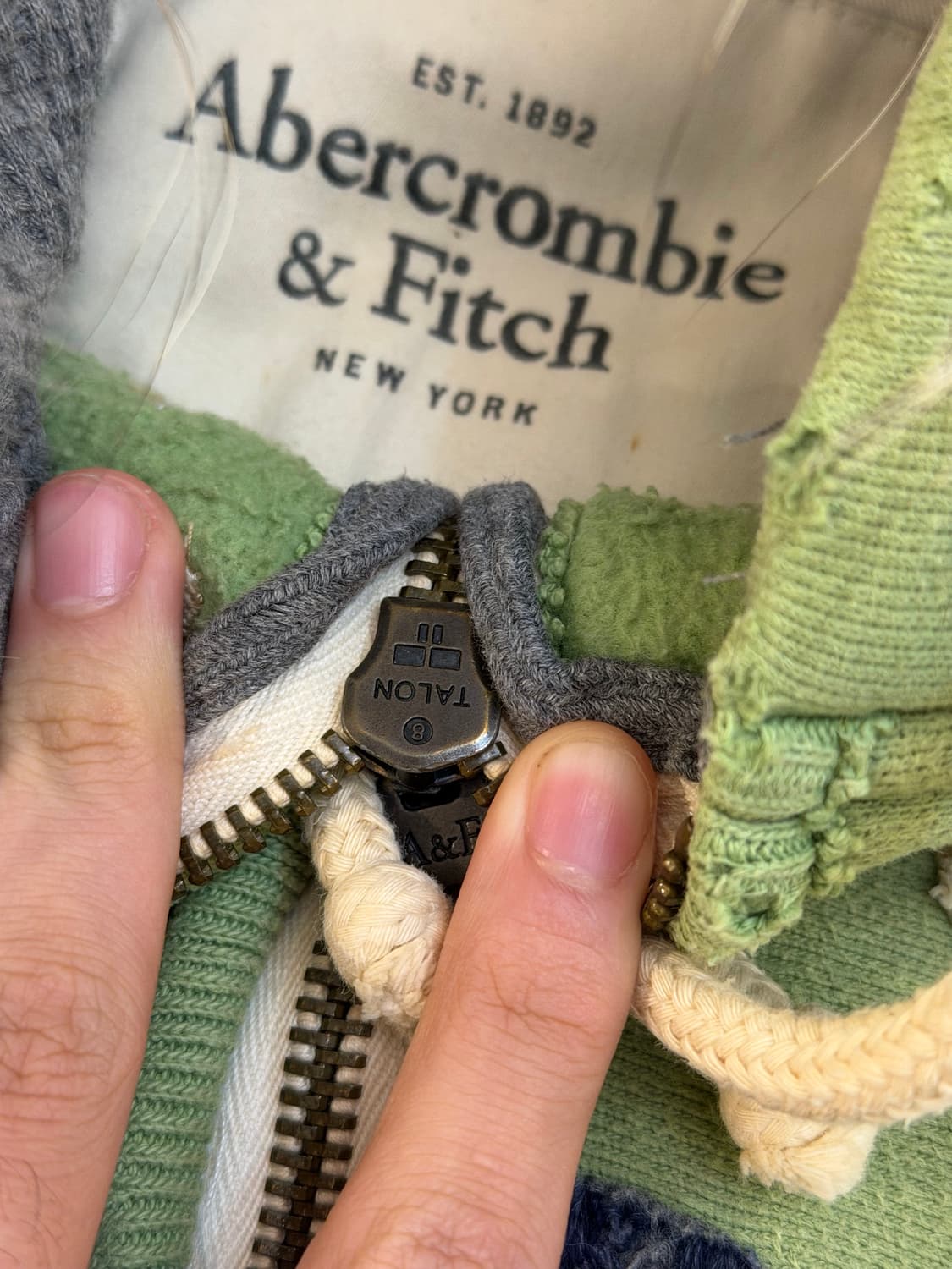 아베크롬비 y2k 울프죠 퍼 후드집업 말차 그린 상품이미지4