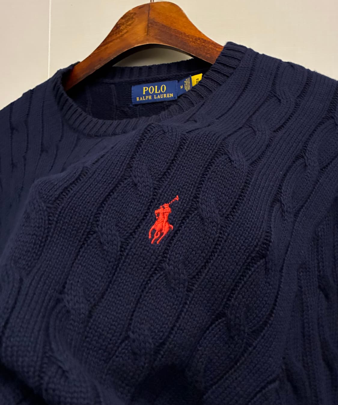 (M/100)폴로랄프로렌 코튼 케이블 꽈배기 니트 네이비 폴로니트 상품이미지4