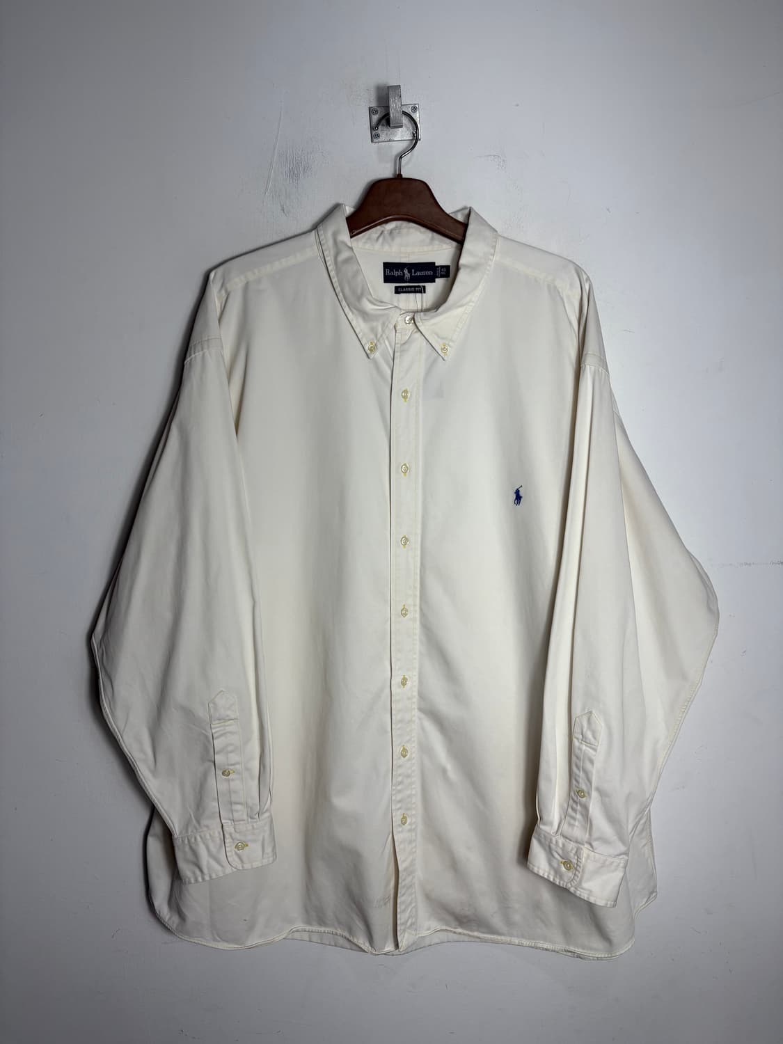 Polo 빅사이즈 옐로우 스티치 아이보리 셔츠 상품이미지1