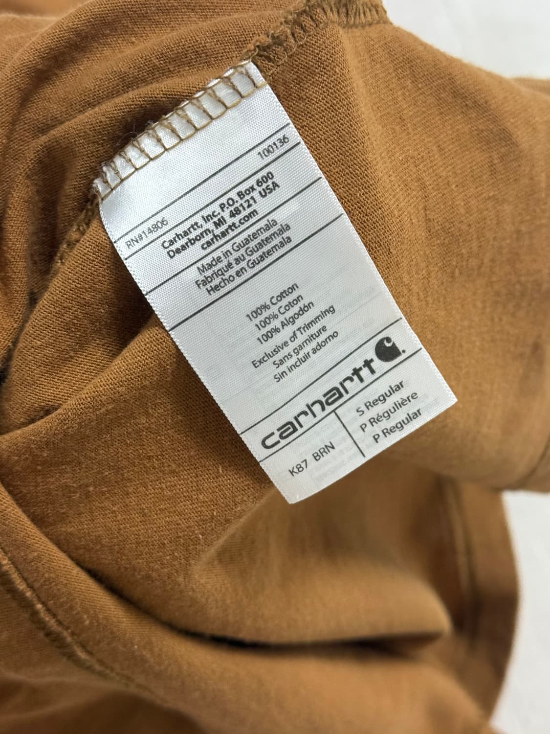 칼하트반팔(브라운) 상품이미지3