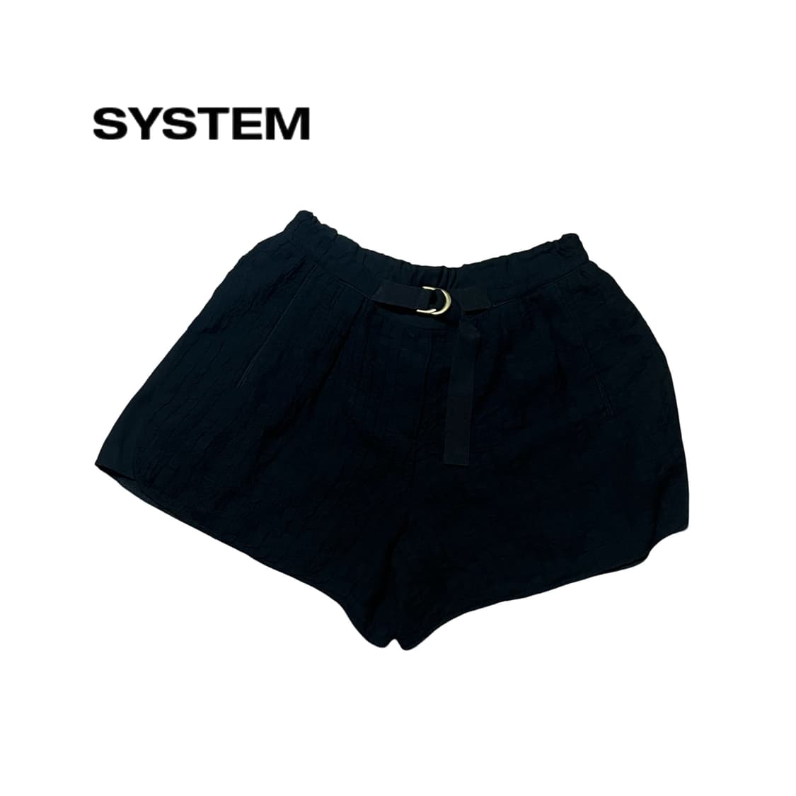 SYSTEM 시스템 썸머 플리츠 블랙 숏팬츠 상품이미지1
