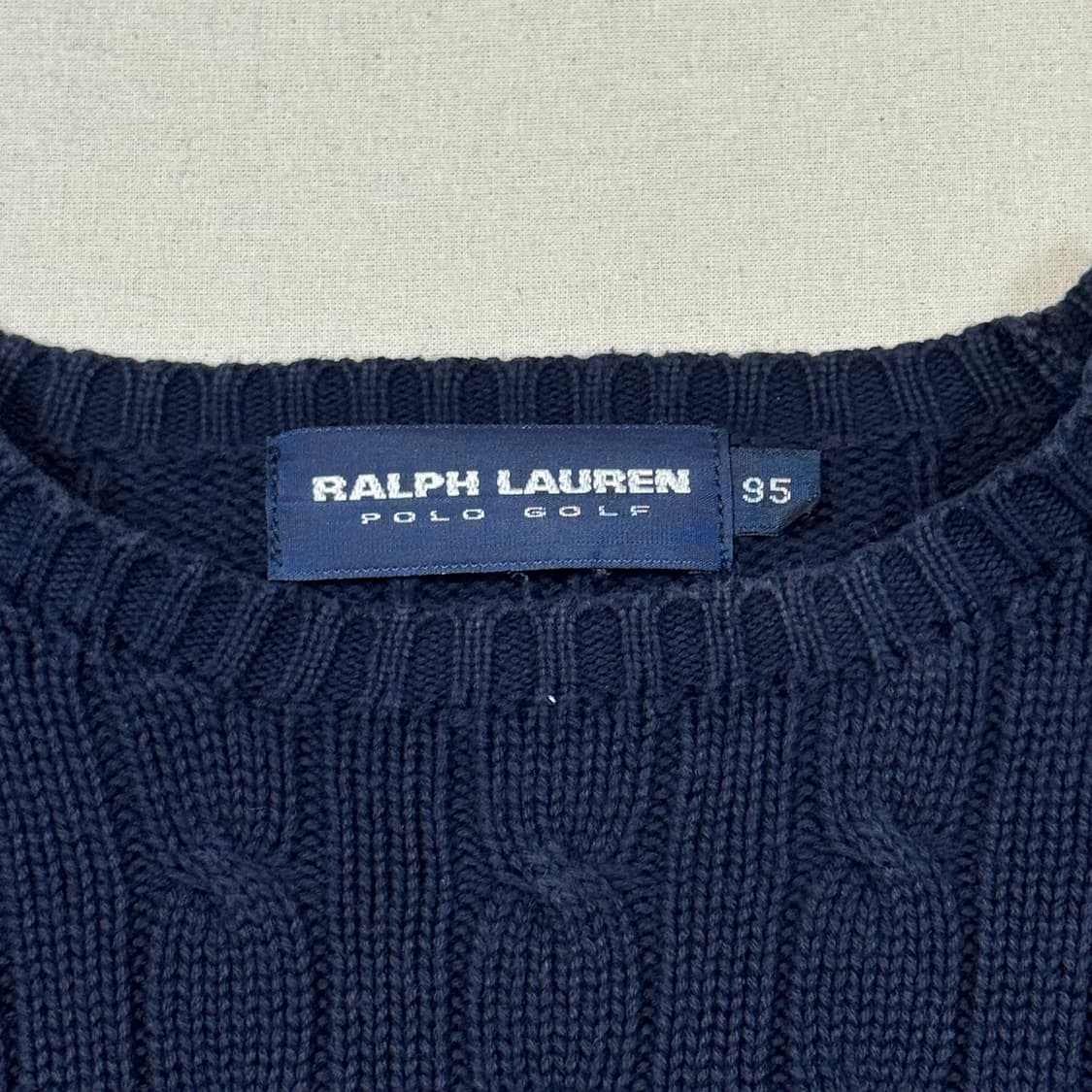 M) 폴로 랄프로렌 코튼 케이블 꽈배기 라운드넥 니트 네이비 상품이미지6