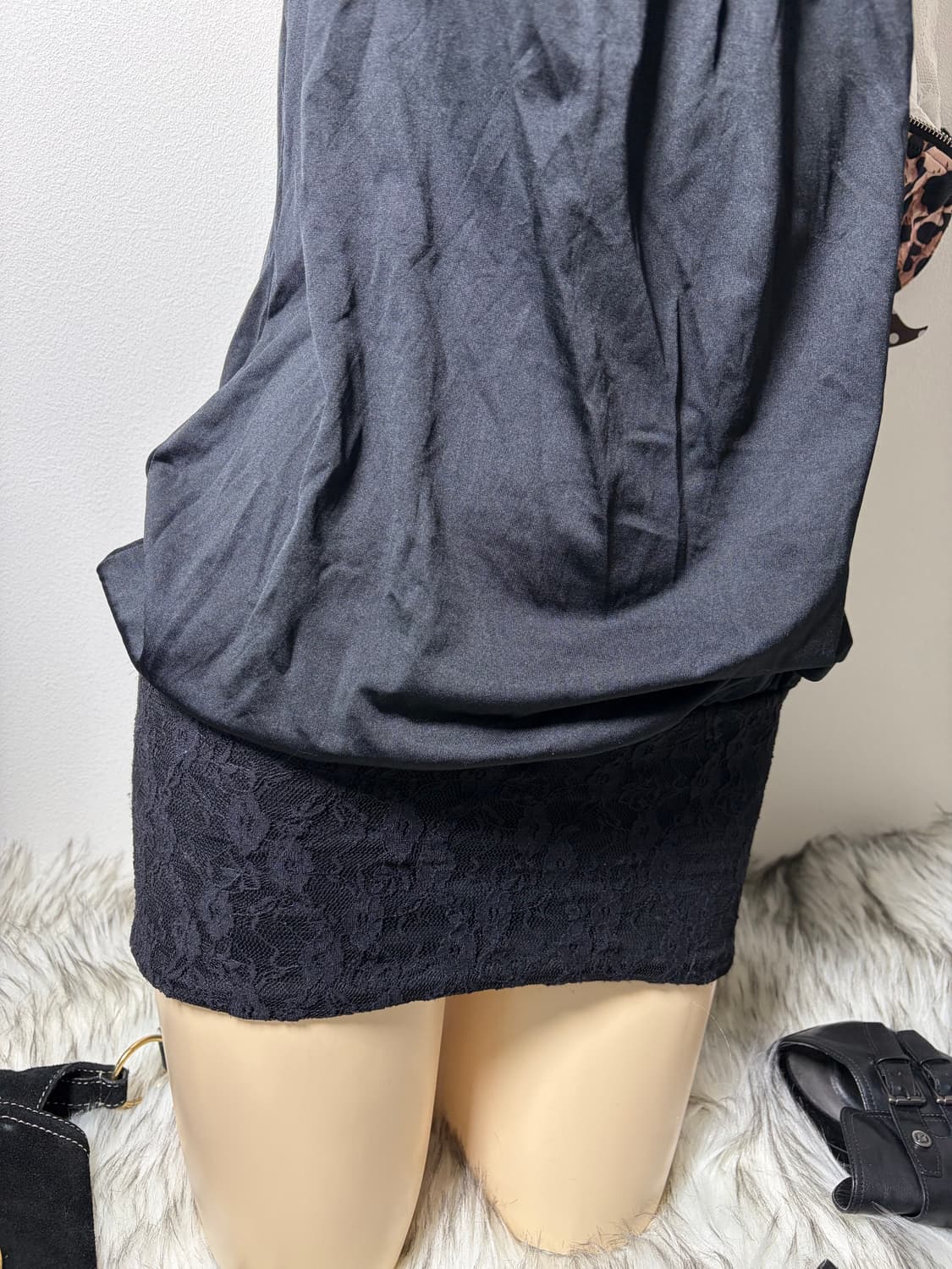 오네갸루 골드 큐빅링 원피스 퍼자켓 세트 상품이미지4