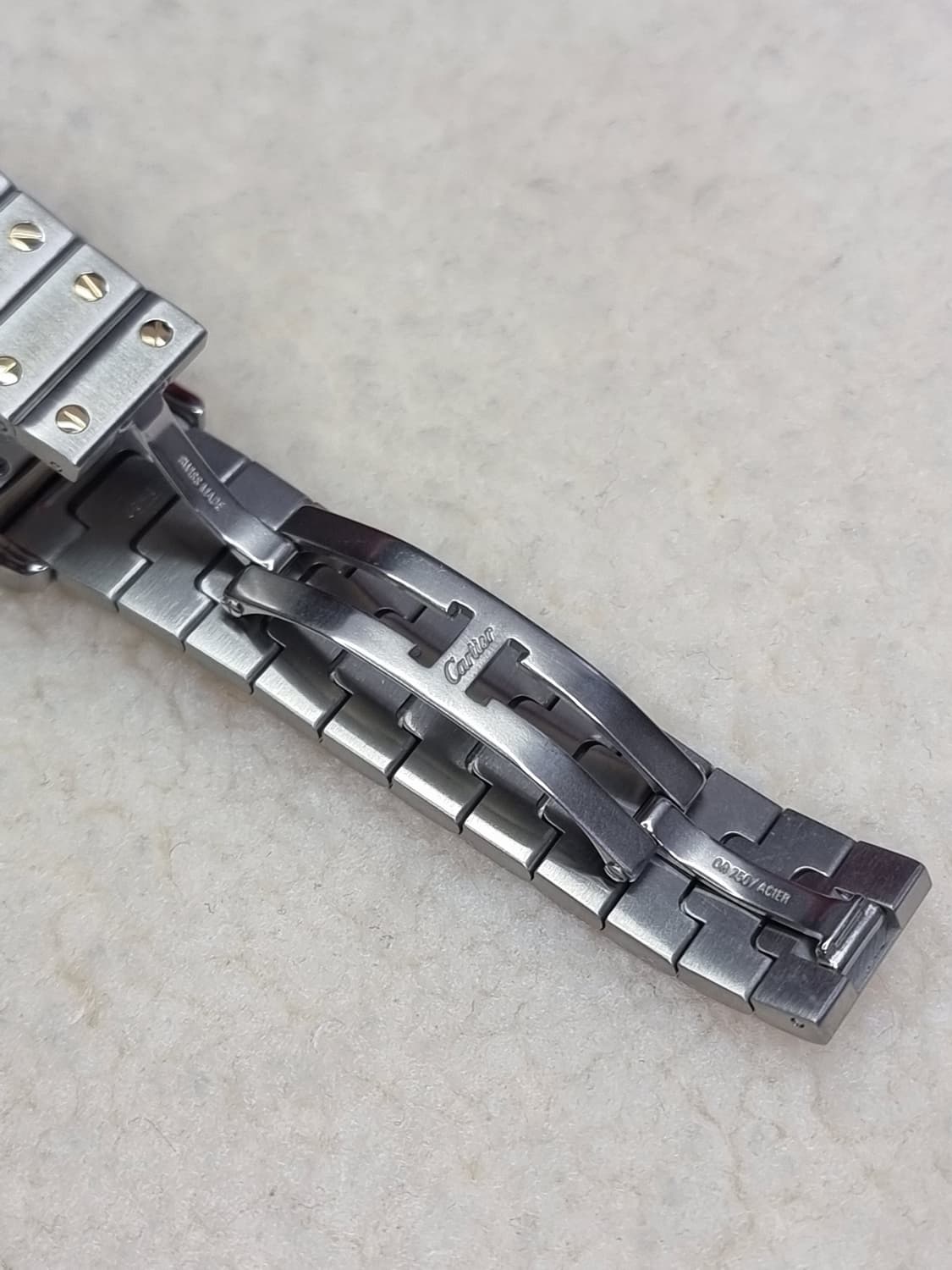 까르띠에 산토스 갈베 18K 콤비 L 기요셰판 오토메틱 시계 05~06년 상품이미지7