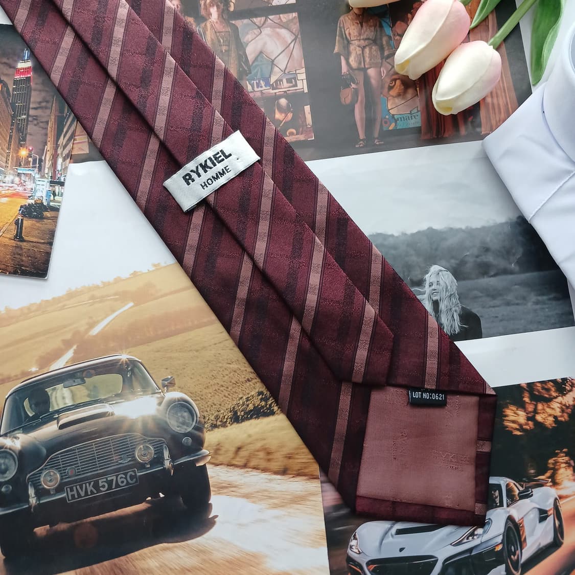 소니아리키엘 실크 스트라이프 넥타이 9.2cm A+등급 A18779
 상품이미지4