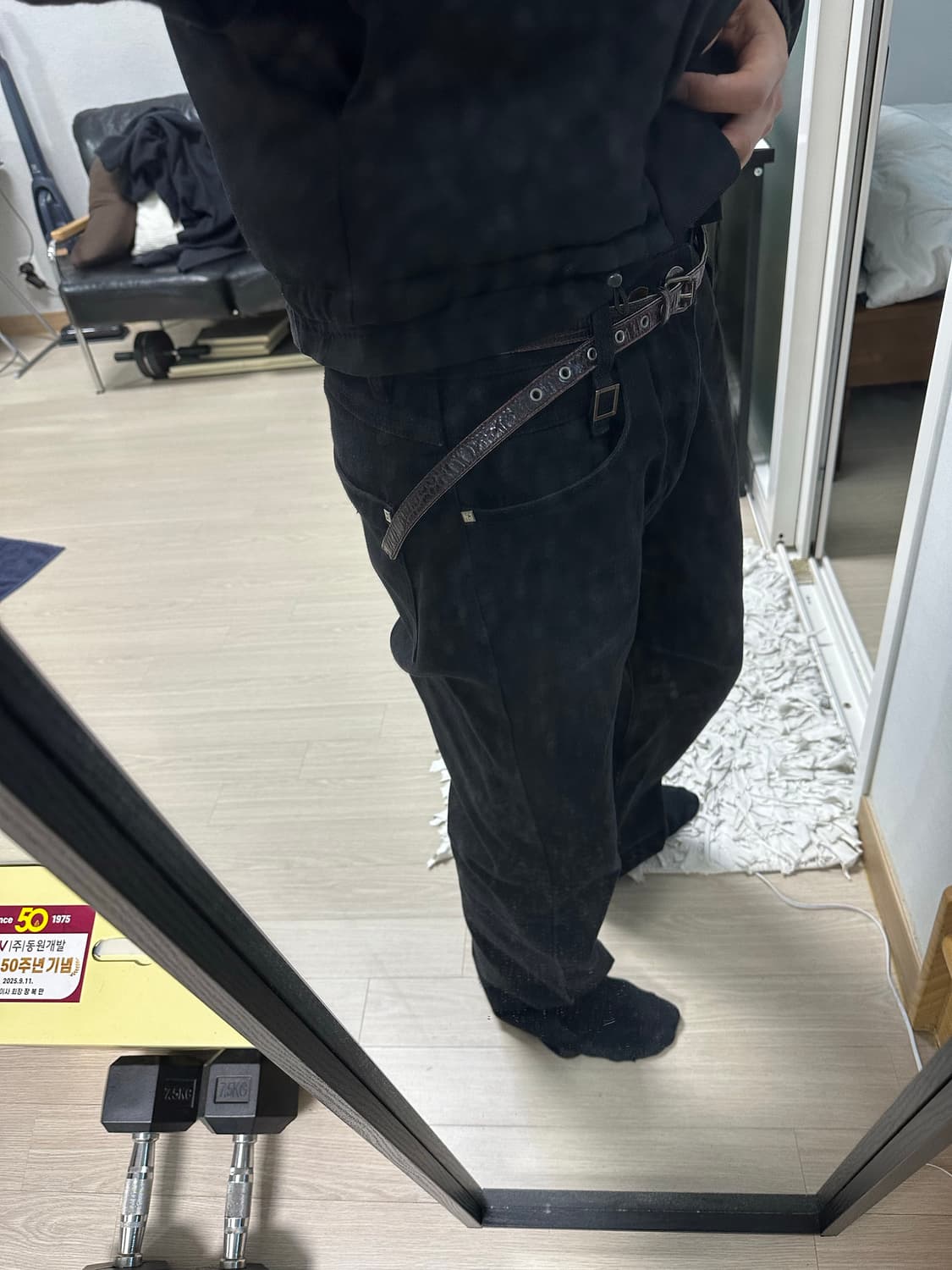 드리스반노튼 슬림 크로커다일 벨트 다크브라운 120cm 상품이미지4