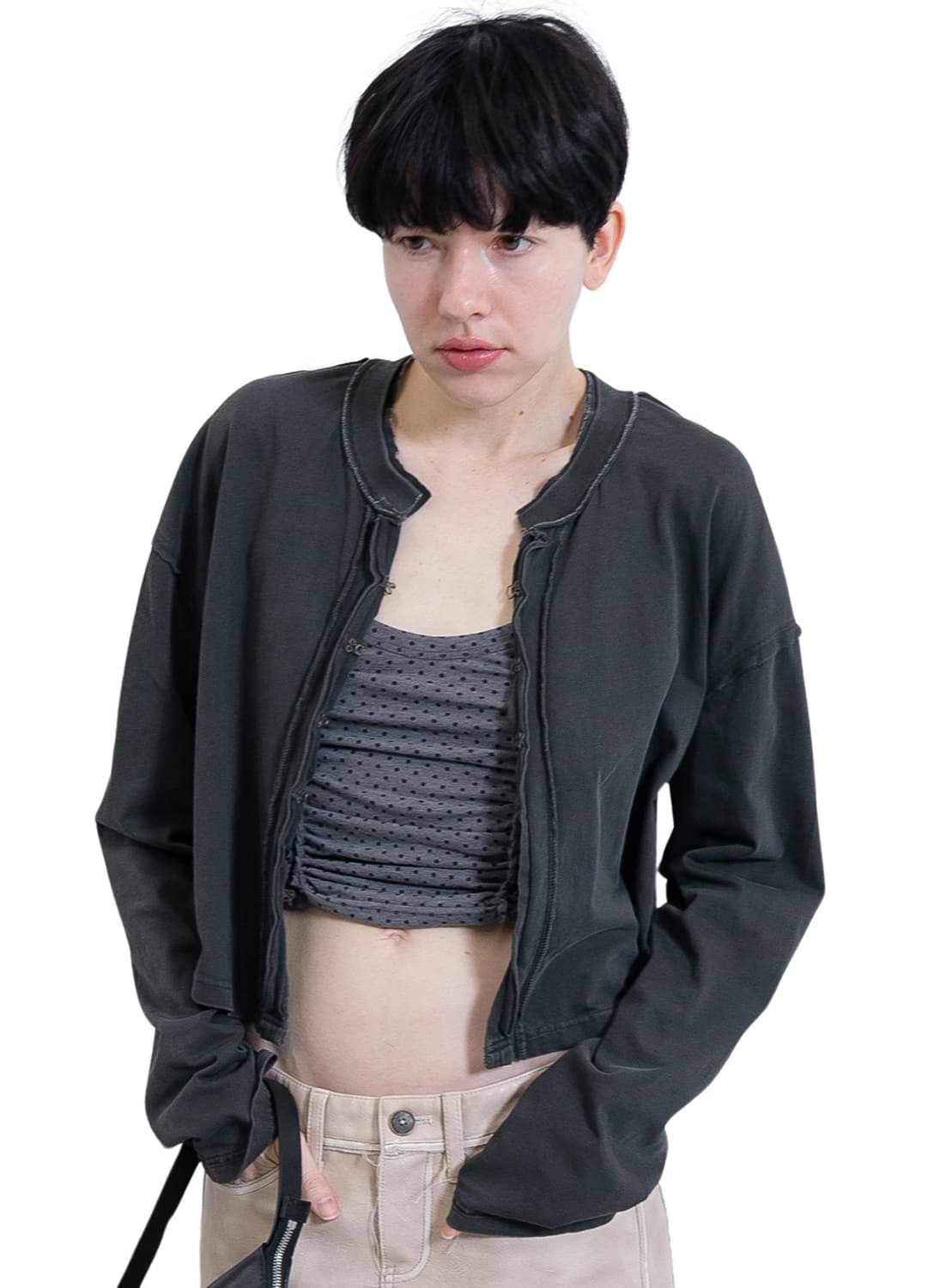 [F]퍼버즈 26ss Front Lock 롱 슬리스브리스 티/그레이 상품이미지1