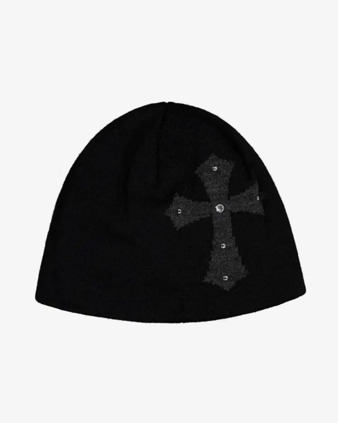 셋업이엑스이 CROSS STUDDED BEANIE / BLACK 상품이미지1