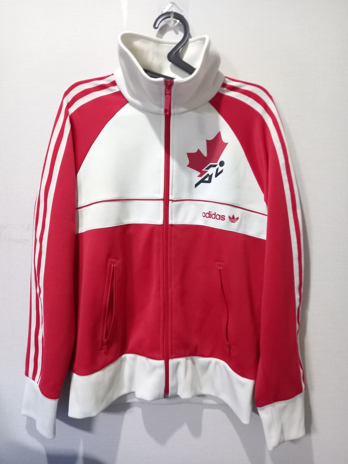 아디다스 캐나다 빨흰 트랙탑 저지 져지집업 95/M 상품이미지1