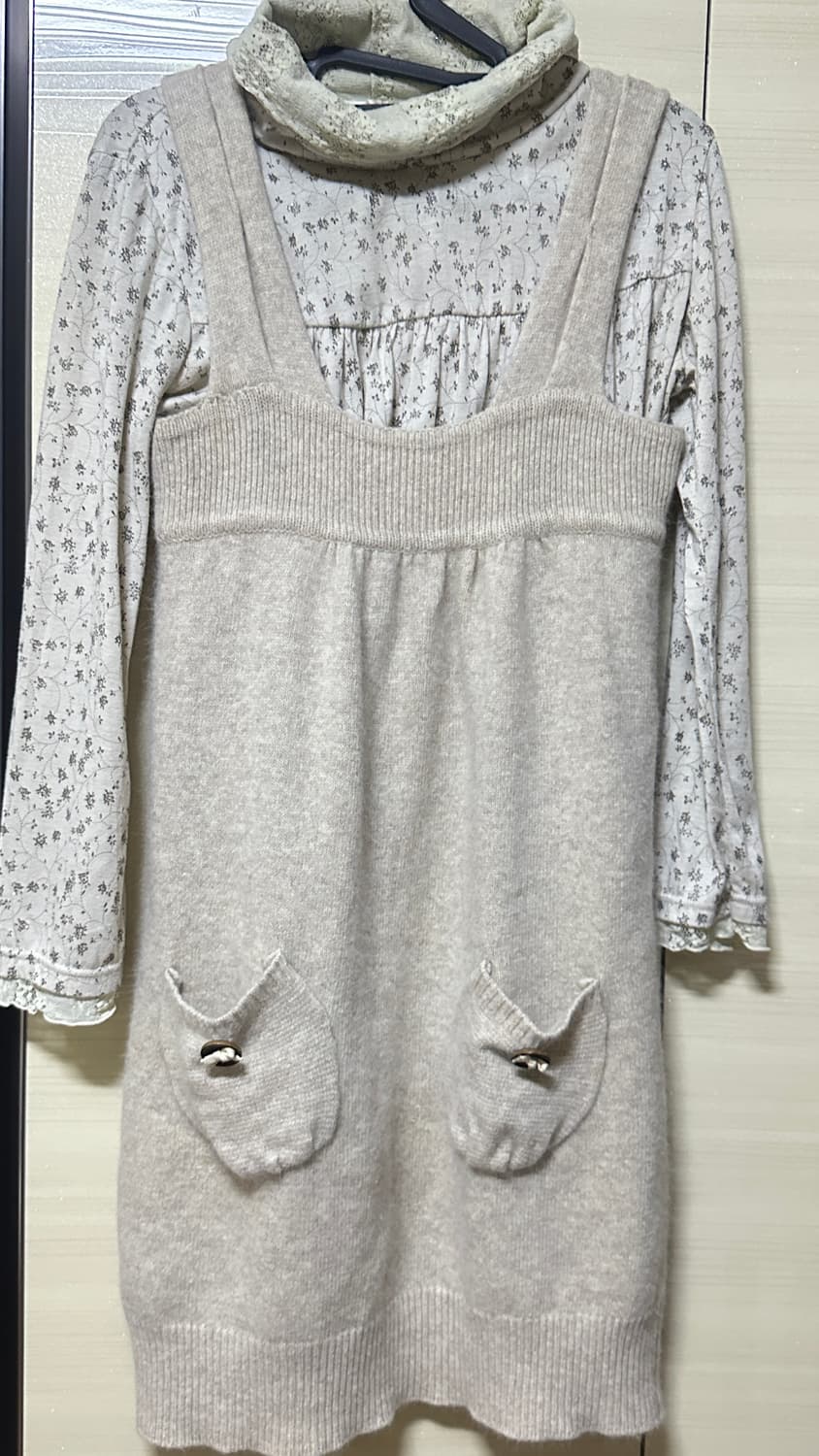 모리노가토 이너폴라 니트 원피스 세트 상품이미지1