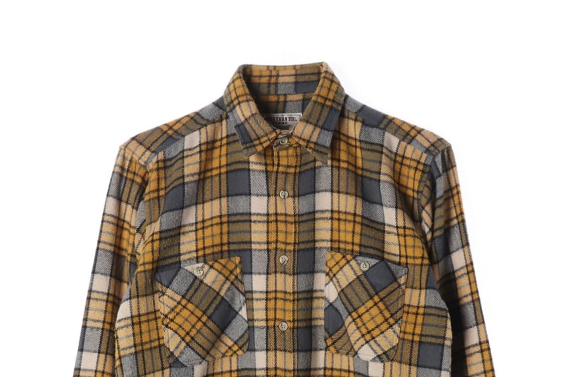 MORE THAN YOU FEMME 옐로우 타탄체크 헤비 플란넬 셔츠 M 상품이미지3