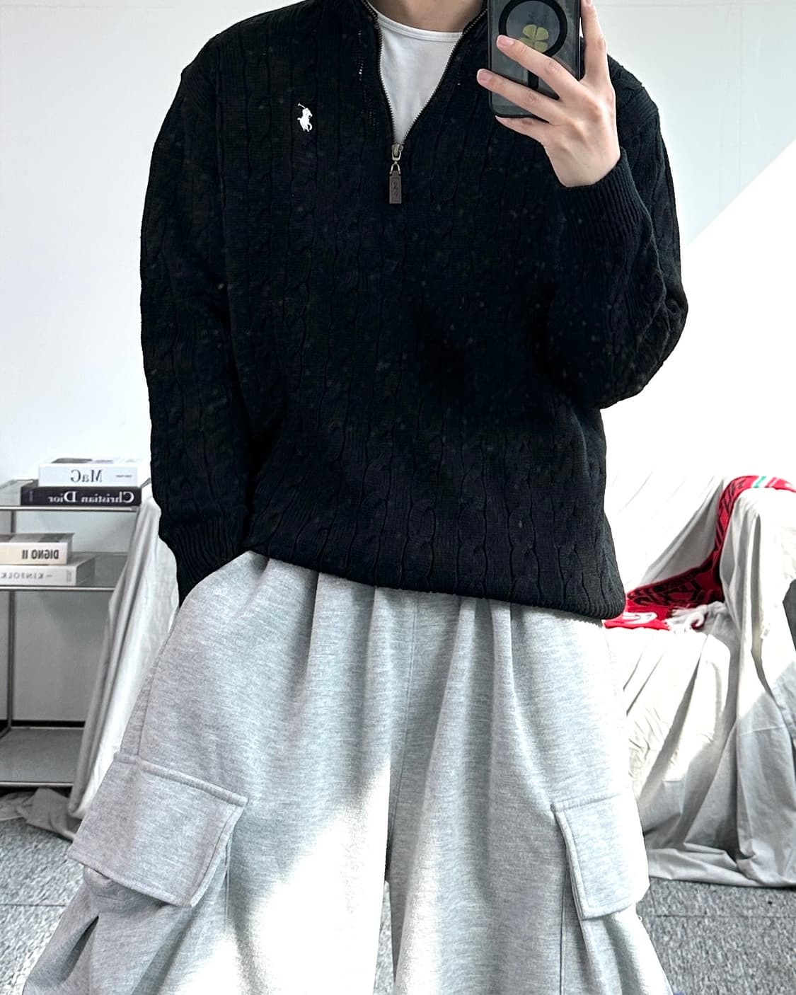 폴로 랄프로렌 블랙 케이블 니트 하프집업 L 상품이미지3