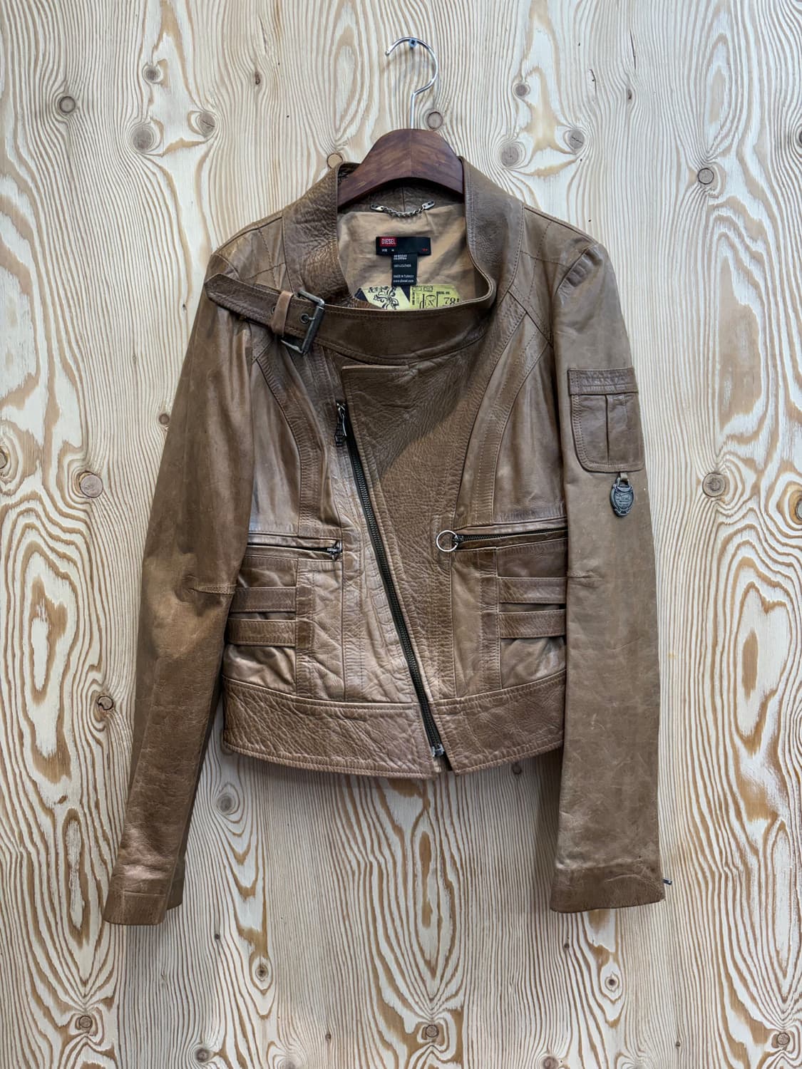 디젤 램스킨 크롭 바이커 자켓 상품이미지1