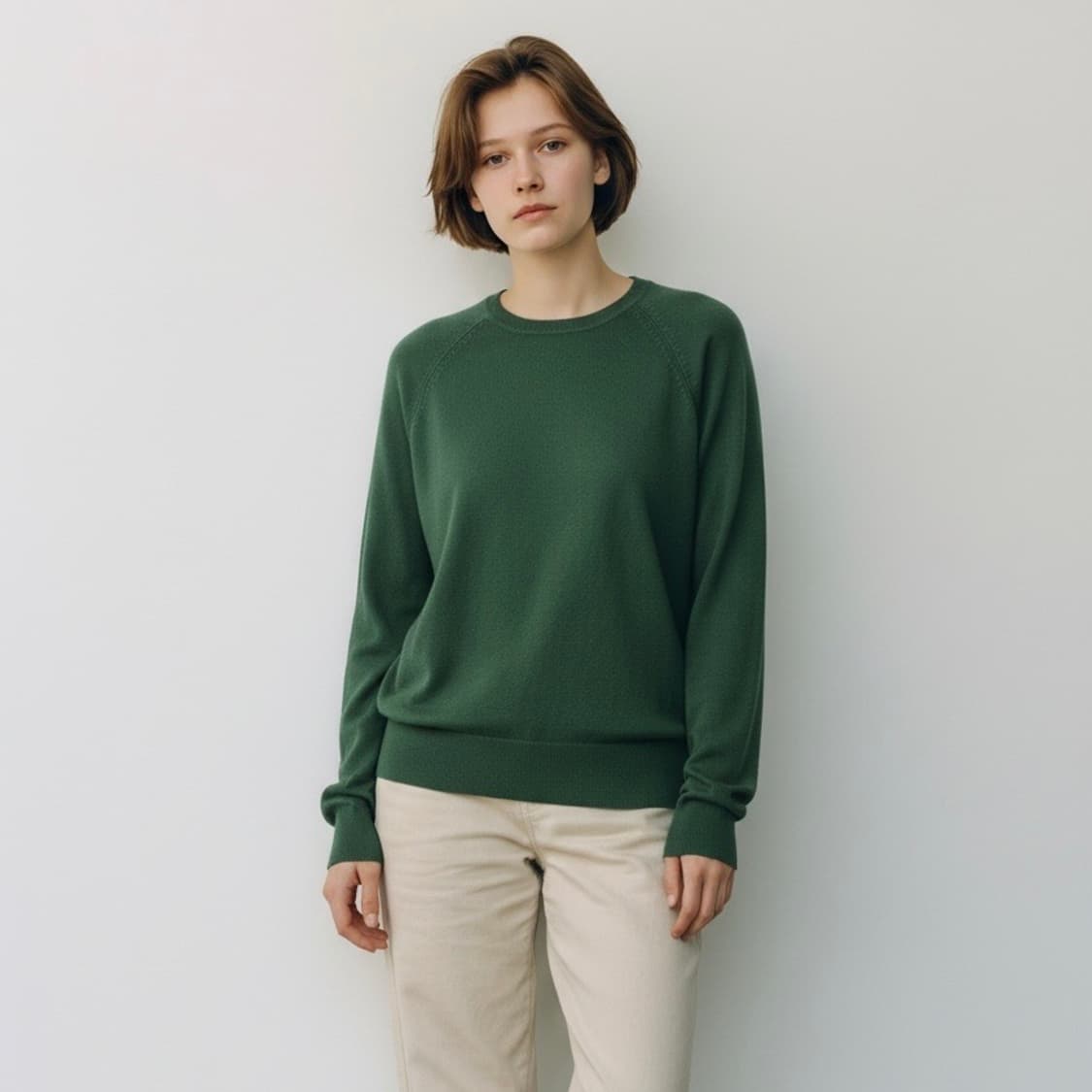 캐시미어 100% 그린 긴팔 니트 상품이미지1